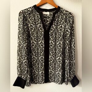 Tory Burch Silk Paisley Blouse with Collar Black Cream Jessica Women’s 4 Small